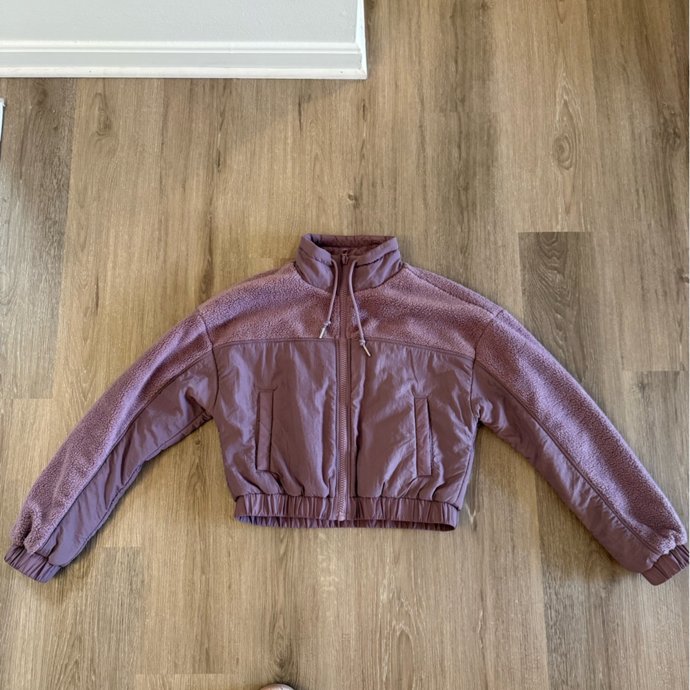 Urban Outfitters Jessica Mixed Media Purple Cropped Jacket